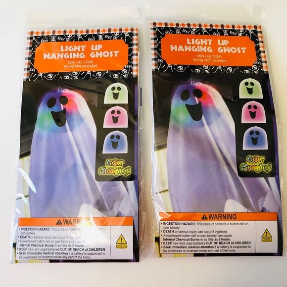 Light Up Hanging Ghost 18 Inches Lantern Decor Set of 2 - Picture 1 of 5